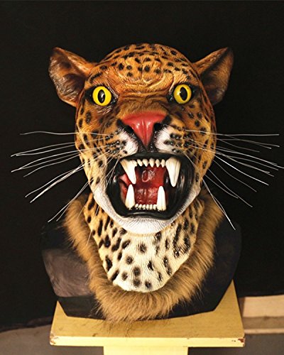 Scary leopard mask smell of latex men