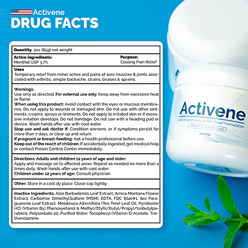 Activene Pain Relief Cream Anti Inflammatory formulation with