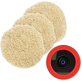 Wool Polishing Pads, SPTA 8"(200mm) 100% Natural Wool Buffing Pad with Hook & Loop Backing 4pcs Set Come with 5/8-11 Thread Backing Plate for Car Polishing, Buffing and Cutting