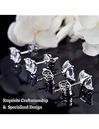 STUNNING FLAME 18K Gold Plated Silver Princess Cut Simulated Diamond CZ Stud Earrings