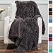 The Connecticut Home Co Throw Blanket Soft Fluffy Room Decor, Cozy Warm Throws for Bed, Couch, Gifts for Women, Bedroom Cute Aesthetic Blankets Shag and Sherpa, 65x50, Gray
