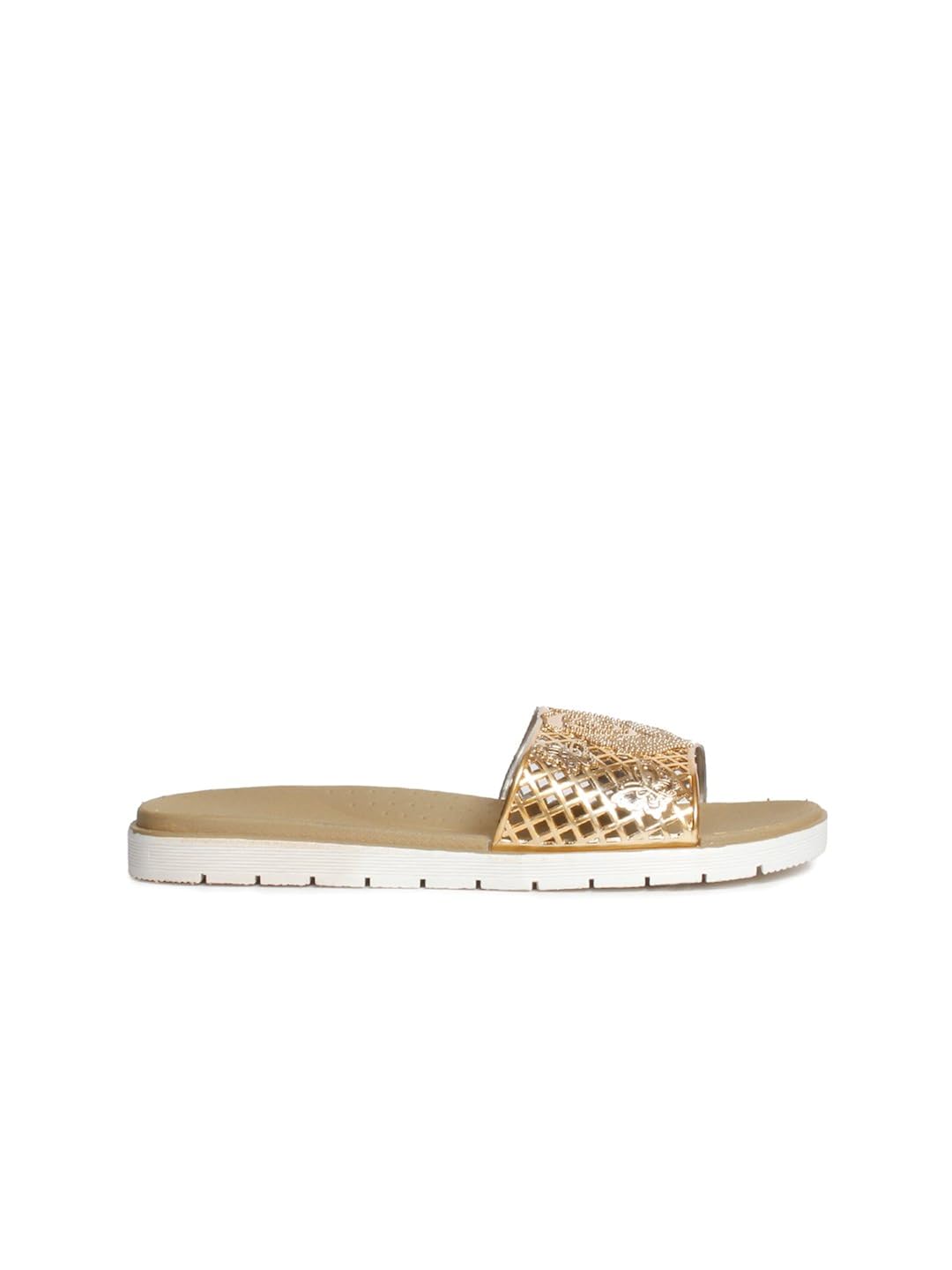 meriggiare women gold synthetic flats
