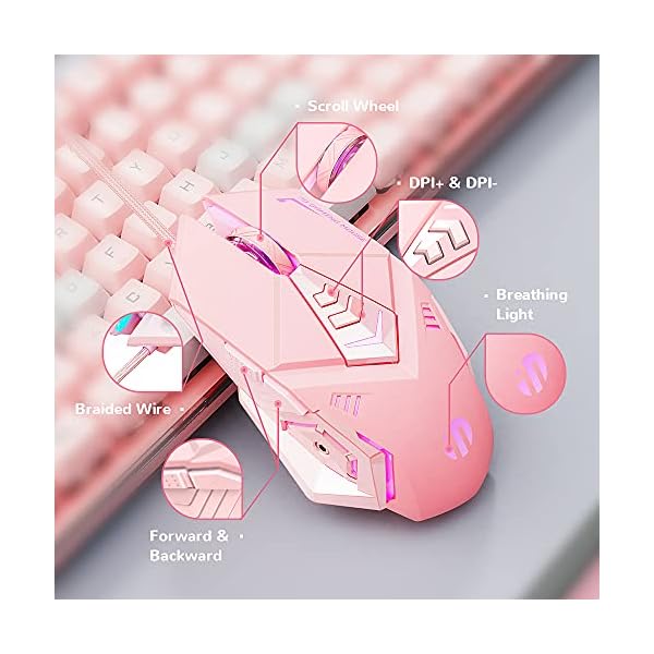 INPHIC-Pink-Gaming-Mouse-USB-optical-wired-mouse-RGB-backlight-4-Levels-adjustable-DPI-up-to-4800-Silent-click-ergonomic-and-7-programmable-buttons-design-PC-Gaming-Mice-for-Windows-System INPHIC Pink Gaming Mouse, USB Optical Wired mouse RGB Backlight 4 Levels Adjustable DPI up to 4800, Silent Click Ergonomic 7 Programmable Buttons Design PC Gaming Mice for Windows System