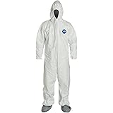 DuPont TY122S Disposable Elastic Wrist, Bootie & Hood White Tyvek Coverall Suit 1414 (Medium)