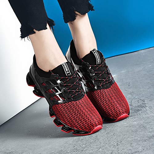 Couple Outdoor Shoes Mesh Breathable Wear Running Shoes Mens and Womens Wild Sneakers Shoes(Red,41)