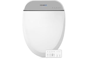 Combier CMA102S-S Elongated Bidet Toilet Seat,Endless Warm Water, Rear and Front Wash, LED Light, Quiet Operation, Wireless Remote (Elongated silvery)