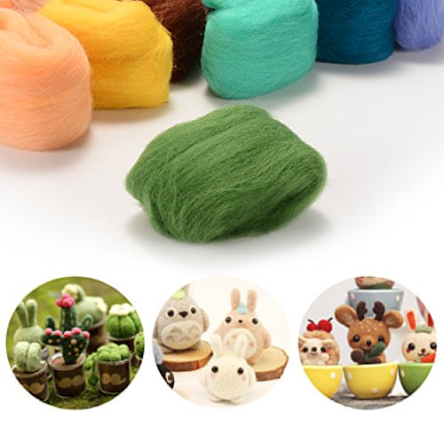 Adeeing Needle Felting Wool Roving Fibre Wool Yarn Roving Set of 36 Colors for Hand Spinning DIY Craft Materials - Thumbnail 4