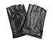 Ambesi Women's Traditional Half Finger Nappa Leahter Driving Gloves Black M