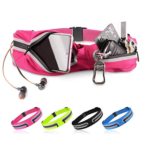 Boruizhen Slim Running Belt, Waterproof Fitness Waist Packs Adjustable Walking Pouch Workout Belt for Phone, Yoga, Cycling, Hiking, Jogging (Rose Red) - Thumbnail 2
