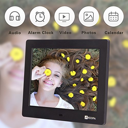 Advanced Digital Picture Photo Frame - HD 1024x768 (4:3) IPS Widescreen MP3 MP4 Video Player with Calendar/Clock/Remote Control White (8 inch)