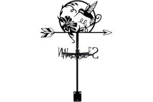 SUPERDANT Hummingbird Weather Vane Bird Flowers Wind Vanes for Yard Metal Weathervane Roof Mount for Gardens Outside Black Weathervanes Farmhouse Farm Barn Sheds Patio Decorations Gift
