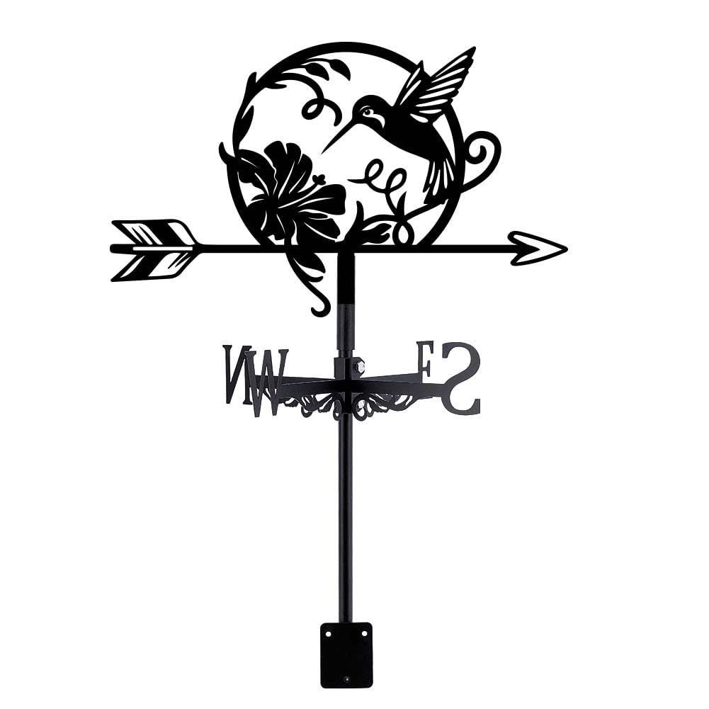 Photo 1 of SUPERDANT Hummingbird Iron Weather Vane Bird and Flowers Metal Weathervane Black Wind Direction Garden Art Decor for Roof Indicators Wind Vanes for Yard Outdoor Farm Sheds Garden Patio Decoration