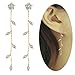 Leaf Chandelier Dangle Earrings Ear Studs Tassel Crawler Earrings Cuff Climber Rhinestone Pierced Clip on Jewelry Golden Plated