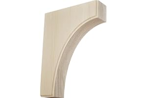 Ekena Millwork BKTW02X06X08CVRW Clarksville Wood Brackets, 1 3/4"W x 6"D x 8"H , Rubberwood