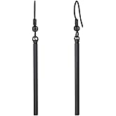 FOCALOOK Long Vertical Bar Dangle Earrings for Women Hypoallergenic 14K Gold Plated/Black/Silver Circle Hoop Bar Drop Earrings (With Gift Box)