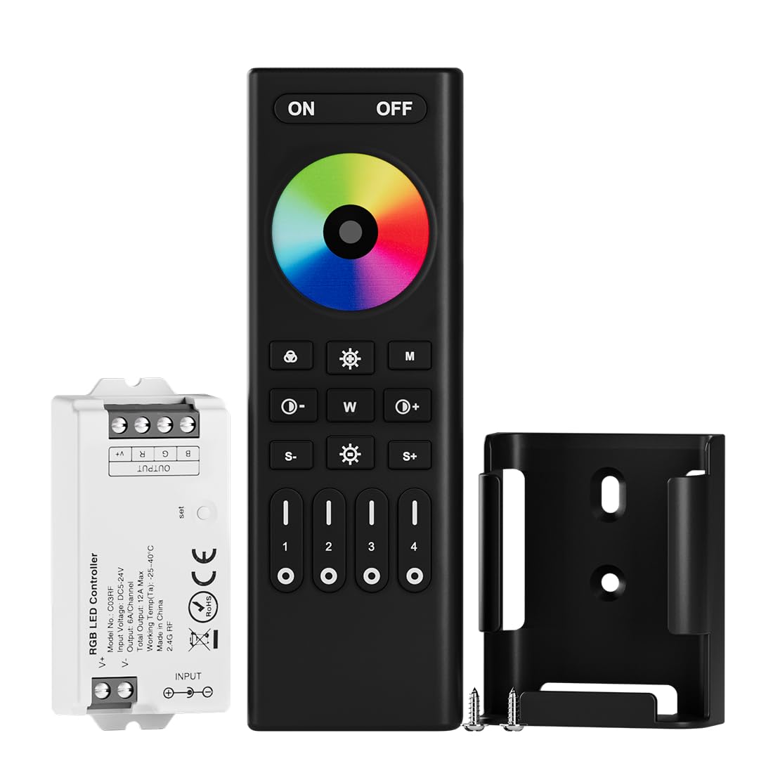 BTF-LIGHTING 5050SMD FCOB COB RGB RF Remote Control RC03RFB&C03RF Controller Kit 4-Zone RF 2.4GHz Wireless Remote Group Control for 4pin RGB(+V R G B) LED Strips DC5V DC12V DC24V — image 1