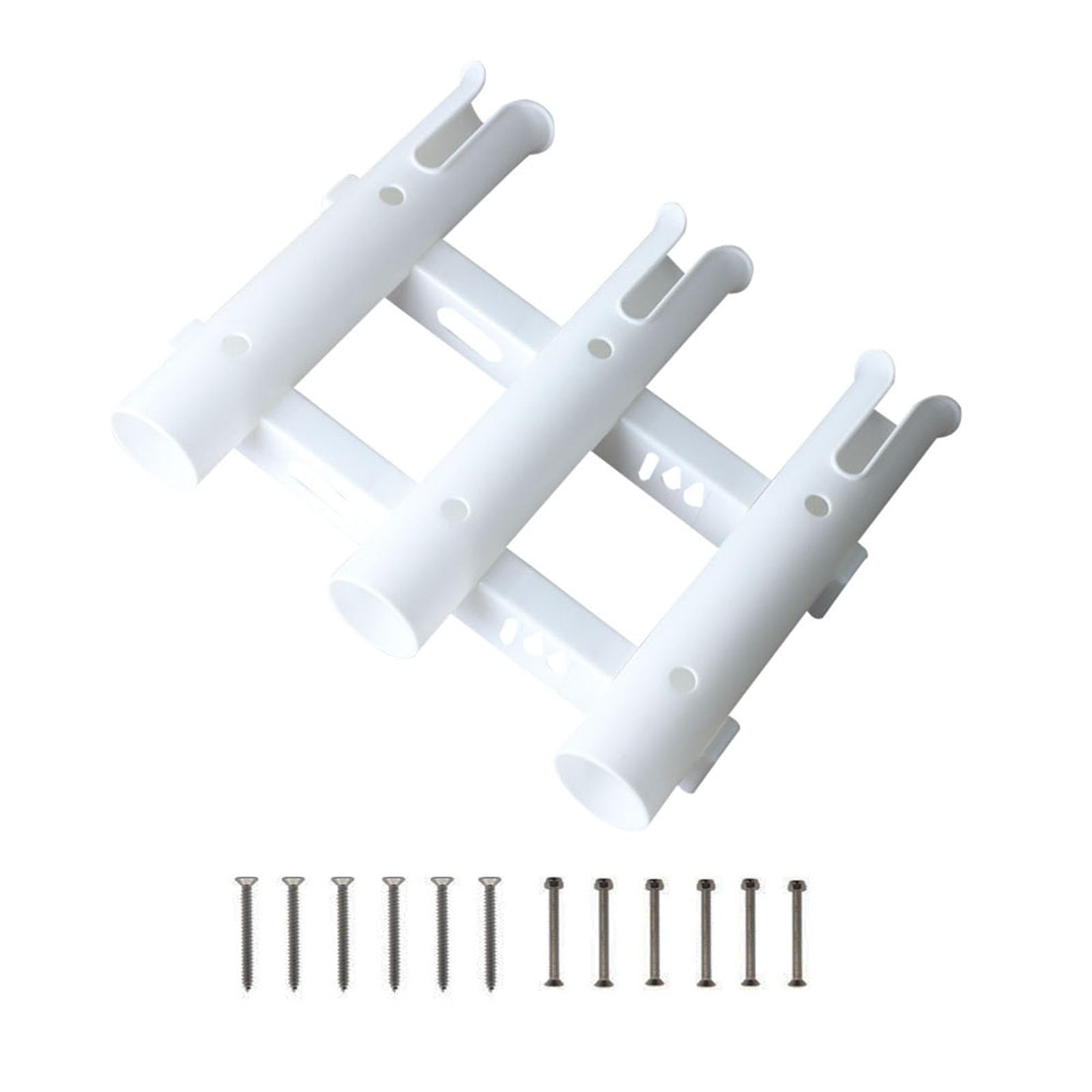 KOVNISE Fishing Rod Holders Racks Bracket,3 Tube Fishing Rod Holders Racks Wall Mounted Rod Holder Portable Fishing Pole Holders for Boats, Garage, Cooler, Trailer (White)
