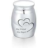 Small Urns for Human Ashes Keepsake Urns Stainless Steel Mini Urns for Ashes 1.57 Inch Urns (My Friend My Angel)