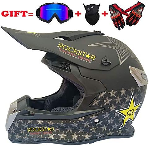 Lavacraft Motocross/ATV/Dirt Bike 3-pc Gear Combo Set - Helmet, Gloves & Goggles - DOT Certified (4 SIZE, Multicolor)