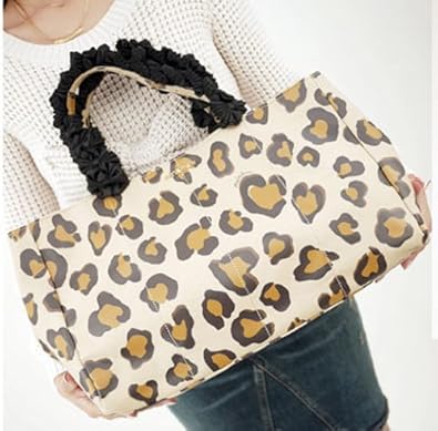 Amazon ニーナミュウ Nina Mew バッグ トートバッグ ヒョウリボンハンドルトートbag ヒョウ柄 レオパード 柄 かわいい ブランド ブラウン ニーナミュウ シューズ バッグ
