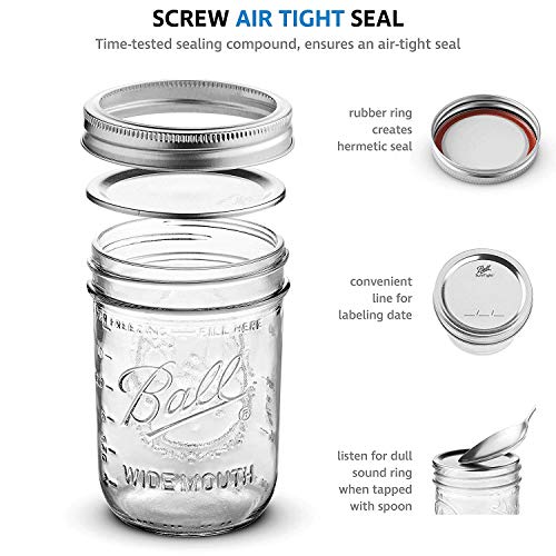 Ball-Wide-Mouth-Mason-Jars-16-ozCapacity-6-Pack-with-Airtight-lids-and-Bands-For-Canning-Fermenting-Pickling-Decor-Freezing-Microwave-And-Dishwasher-Safe-Bundled-With-SEWANTA-Jar-Opener