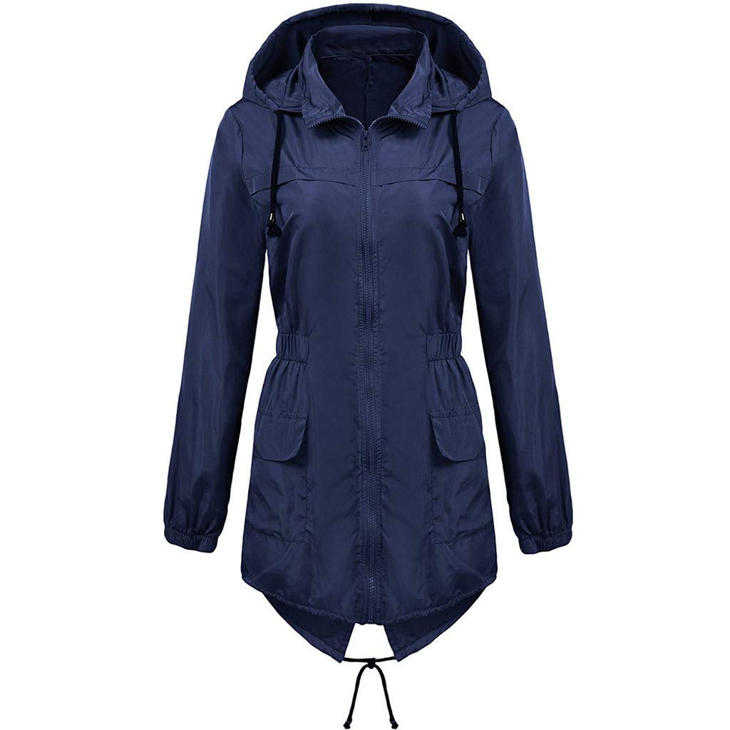 Women Lightweight Rain Outwear Plus Size Waterproof Jacket Zipper