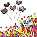 Lollipop Treat Bag Set, 100 PCS White Lollipop Sticks, 100 PCS Lollipop Parcel Bags with 100 PCS Metallic Twist Ties