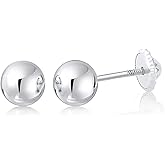 MASSETE Gold Ball Stud Earrings for Women and Girls Screwback | 10k, 14k, 18k | White Yellow or Rose Gold | 3mm 4mm 5mm | Nickel Free
