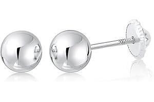 MASSETE Gold Ball Stud Earrings for Women and Girls Screwback | 10k, 14k, 18k | White Yellow or Rose Gold | 3mm 4mm 5mm | Nickel Free