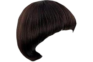 OYSRONG Women Men's Short Black Full Bang Hairstyle Straight Wig, Cosplay Heat Resistant Fibre Wig