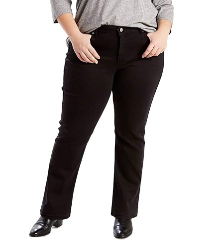 Levi's Women's Plus-Size 414 Classic Straight Jeans, Soft Black