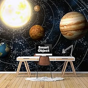 Wall Murals for Bedroom Great Universe Giant Planets Removable Wallpaper Peel and Stick Wall Stickers - 66x96 inches
