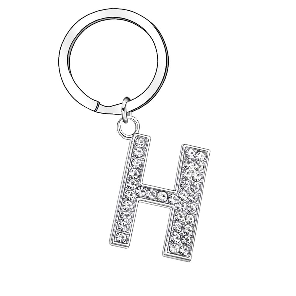 A - Z Letter Alphabet Initial Crystal Keyring Keychain for Women Girl Family Best Friend Jewellery (H)