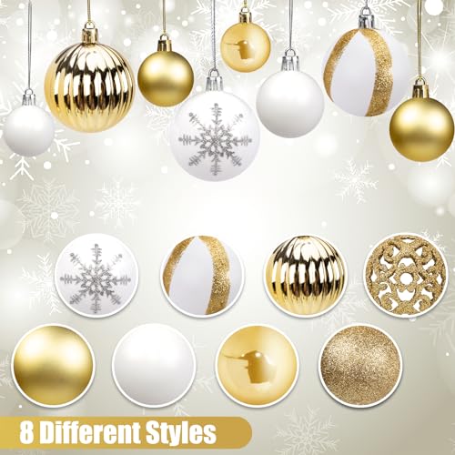 LOVEINUSA 100PCS Christmas Ball Ornament Set, Shatterproof Christmas Tree Balls Assorted Hanging Baubles Snowflakes for Xmas Tree Wreath Christmas Party Wedding