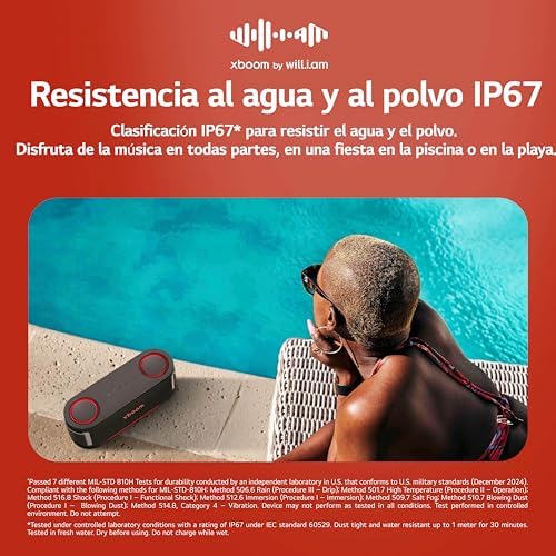 xboom Bounce, Altavoz Inalámbrico, Bluetooth, 40W, Sonido Sound Boost, Resistente al Agua IP67, Autonomía 30h, Color de Luces LED Variable, Amplia Conectividad