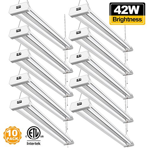 42W Linkable LED Shop Light for Garage BBOUNDER 4FT 5000K Daylight Super Bright Garage Light Surface and Hanging Mounting for Warehouse Basement Garage Workbench Recreation Room (10 Pack)