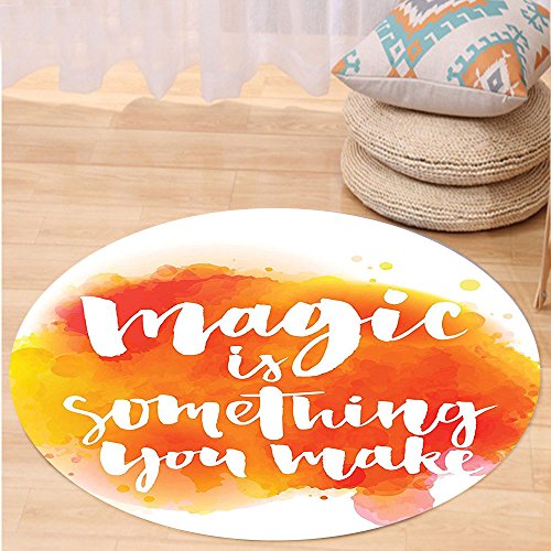 Niasjnfu Chen Custom carpetQuote Decor Magic is Something You Make Positive Day Quotation wit Splash like Mark Image for Bedroom Living Room Dorm Orange