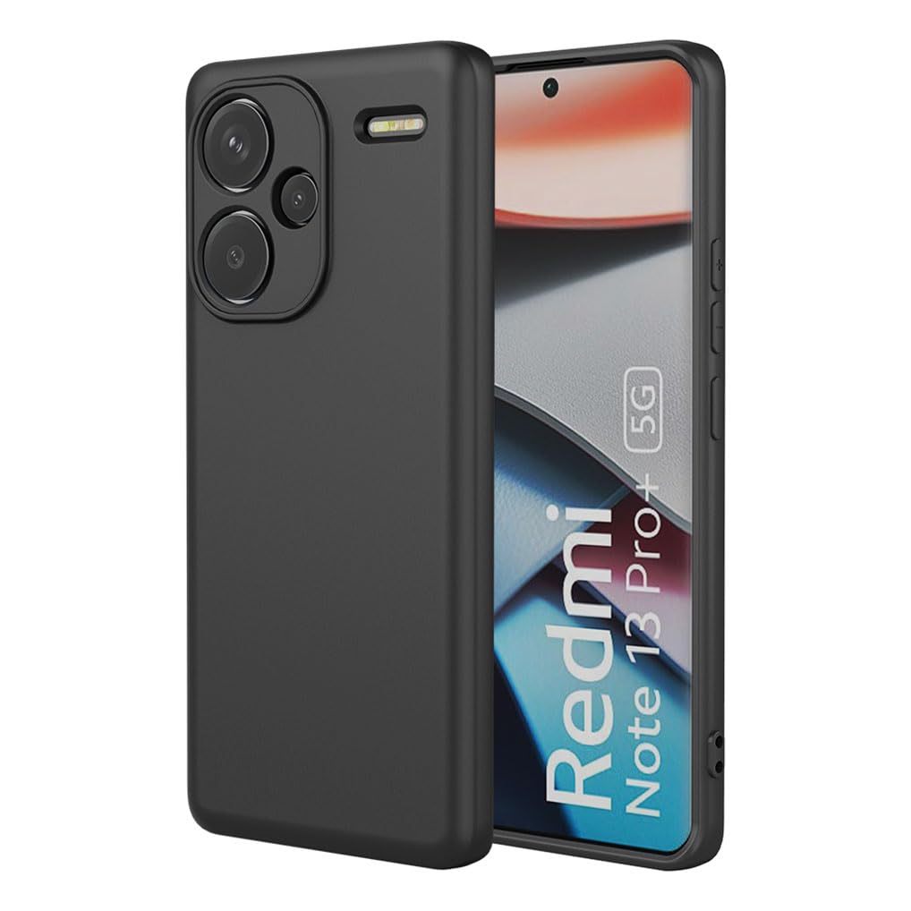 SEAHAI Case for Xiaomi Redmi Note 13 Pro+ 5G/Plus 5G, Ultra Thin Silky-Soft Touch Liquid Silicone Phone Cover with Shockproof Airbag Design, Premium TPU Bumper Fashion Case - Black