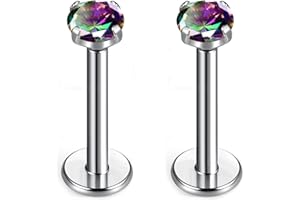 BelezaDosas G23 Titanium Labret Studs Threadless 16G Lip Rook Lobe Tragus Helix Cartilage Push Back Earring Piercing Jewelry