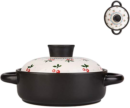 ZBBN Cazuela Cubierta de cerámica Resistente al Calor con Tapa y Mango