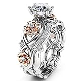  Orcbee _New Women Silver Filed White Wedding Engagement Floral Ring Set (7)