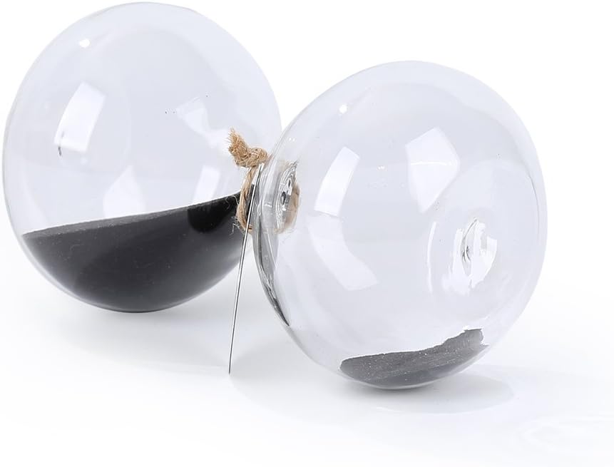 SWISSELITE Biloba 4.5 Inch Puff Sand Timer/Hourglass 3 Minutes - Black Color Sand - Inspired Glass/Home, Desk, Office Decor: Home & Kitchen