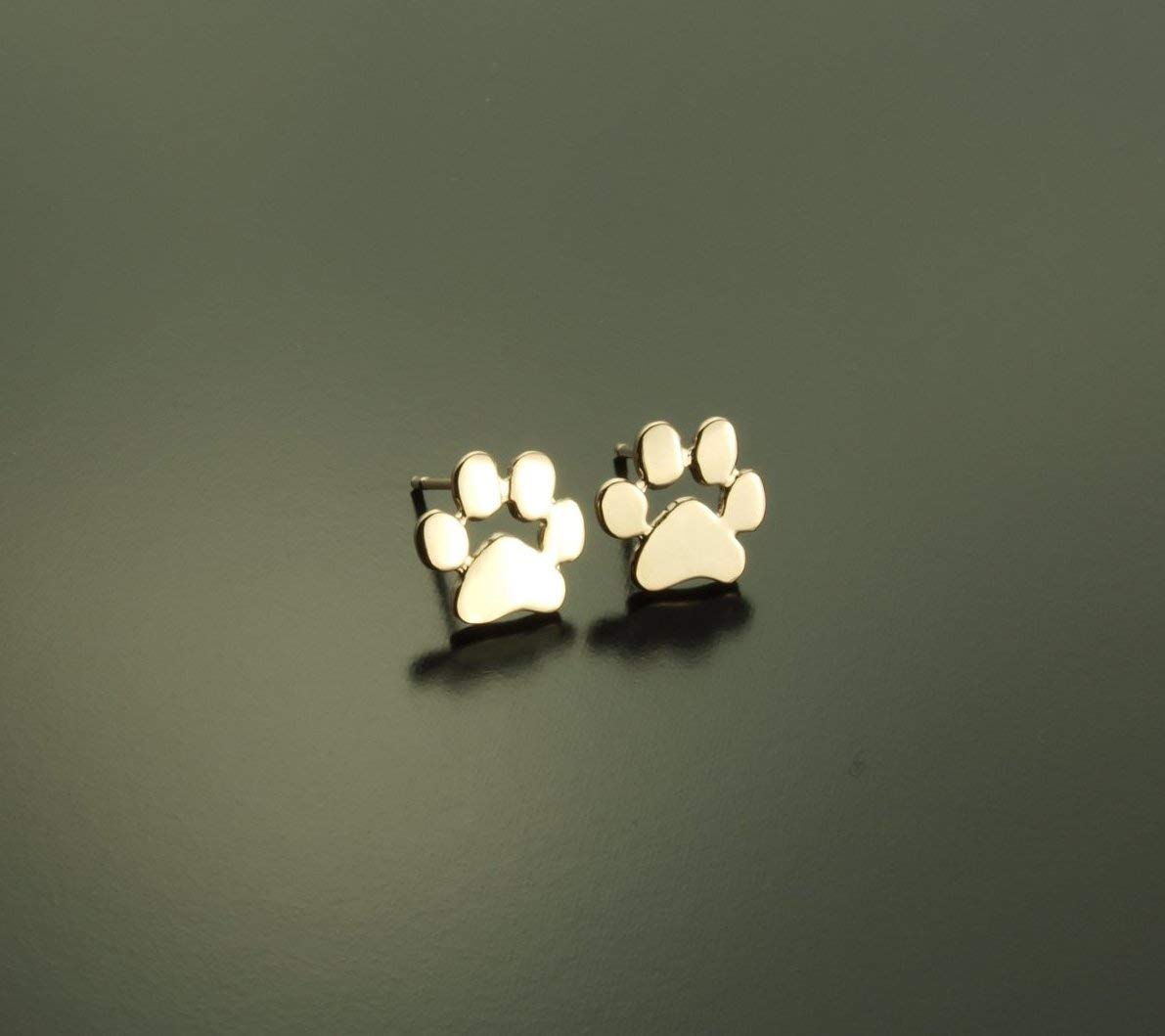 Ohrstecker Pfote Tatze Hund Wolf Katze Rosé Golden Ohrringe - 