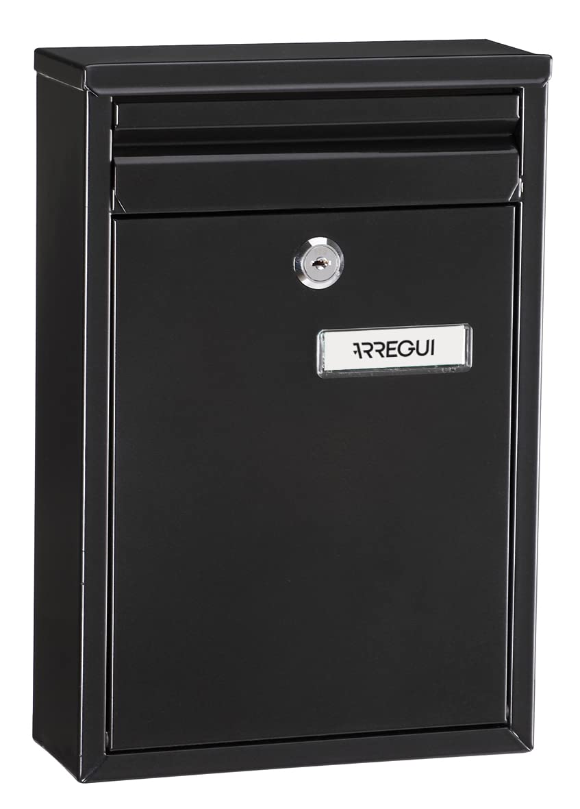 Arregui 1832D87 Postbox for Outdoor or Indoor Hallway, Black