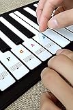 Piano Stickers for Keys, Removable Music Note Full Set Stickers and Keyboard White and Black Keys Double Layer Coating for 88/61 / 54/49 Keyboards