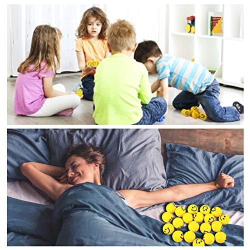 LovesTown 40 Pcs Smiley Face Squeeze Balls,2inch Face Stress Balls Yellow Smile Squeeze Balls Mini Stress Relief Balls for Finger Exercise School Carnival Reward Party Bag Gift