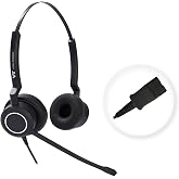 Plantronic-QD Headset with Microphone - for Cables with 4-Pin Quick Disconnect Connector for Call Center Office (Binaural)