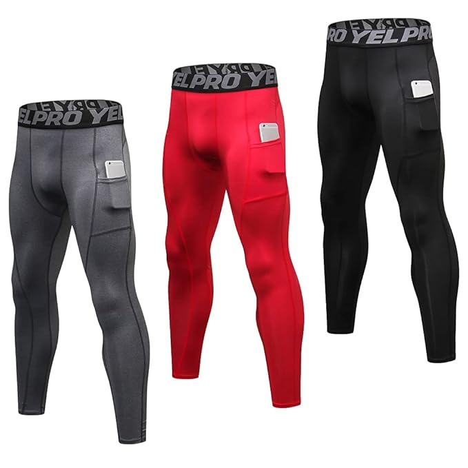 3 Pack Men’s Compression Pants Quick Dry Sport Tights Baselayer Running