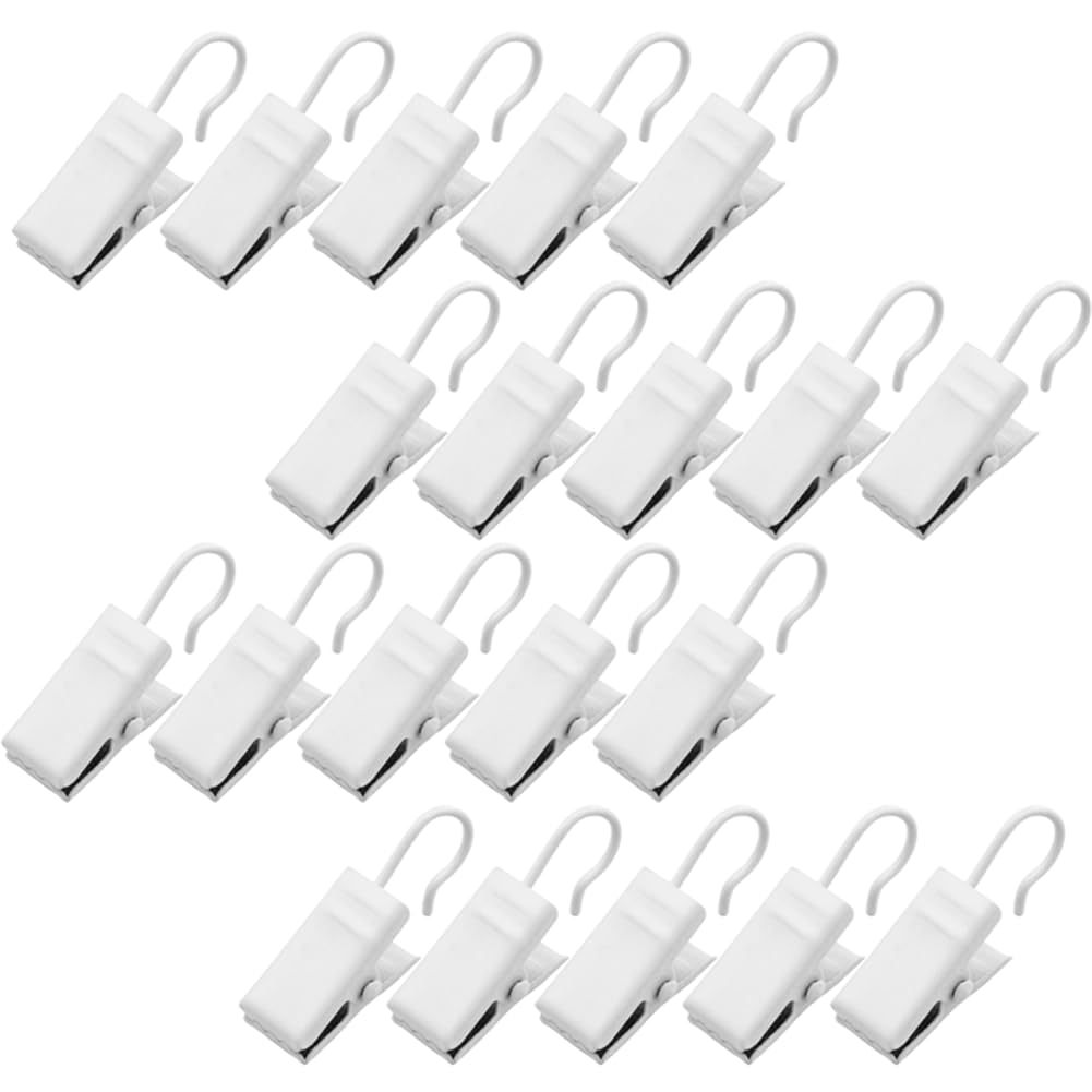 Photo 1 of 20 Pack Small Heavy-Duty Hook Clip Set Metal Curtain Hangers Clips for Clip Photo Home Decoration Art Craft Display (White)