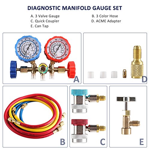 2 OrionMotorTech+Diagnostic+Manifold+Refrigerants+Adjustable
